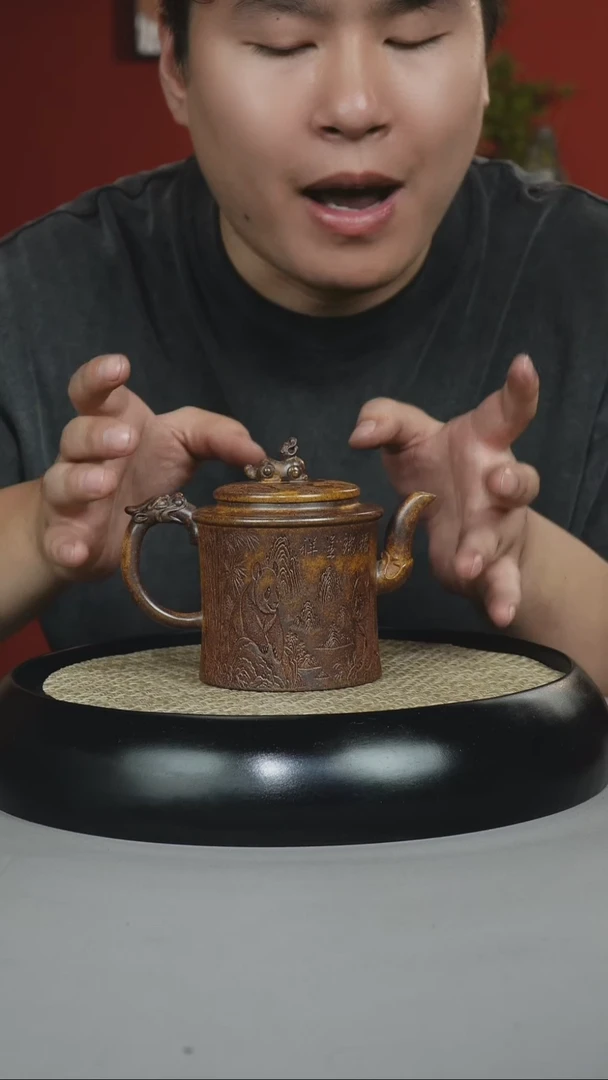 茶壶紫砂龙骨金砂 龙尊竹筒