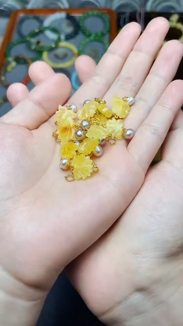 蜜蜡颈饰银S925镶嵌宝相花多样性拍一发一 06