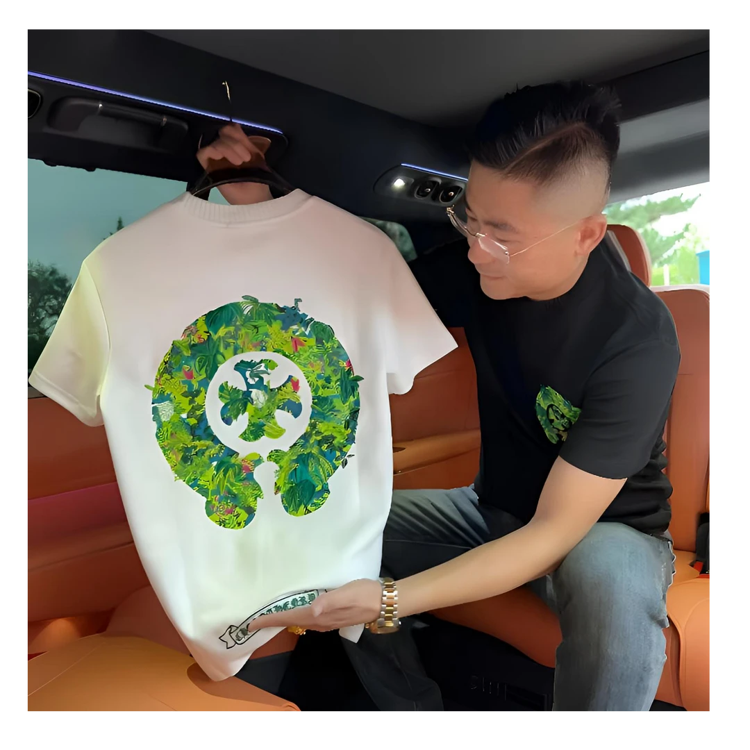 【拒绝地摊货】男士秋季加厚重工刺绣提花欧货休闲短袖-856