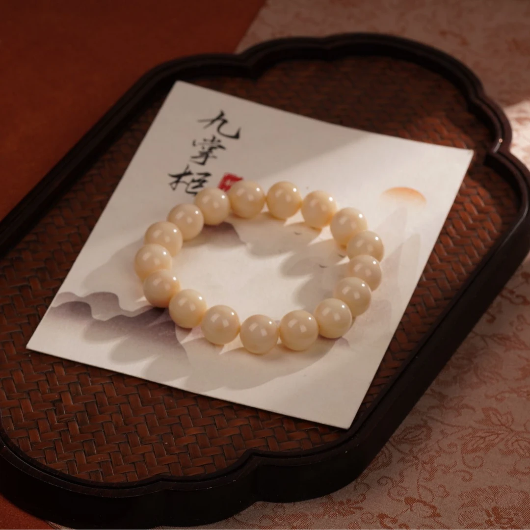 天然和田玉米达料单圈手串—多样性发其一约12mm【JJ490】