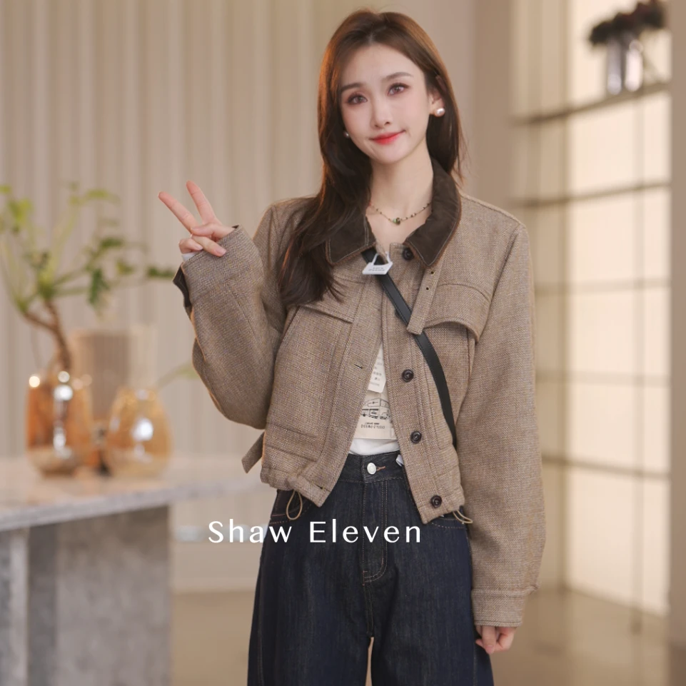 【Shaw Eleven】2025年秋季女装新款翻领波点提花长袖外套X55386