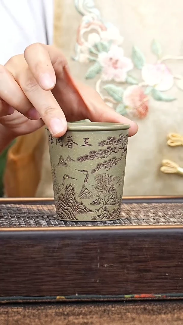 茶杯紫砂J小鱼直筒杯