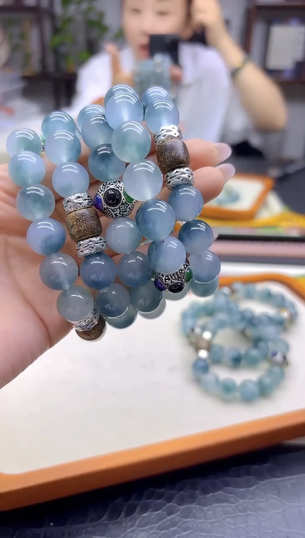 银S925镶嵌手链翡翠DIY款S956