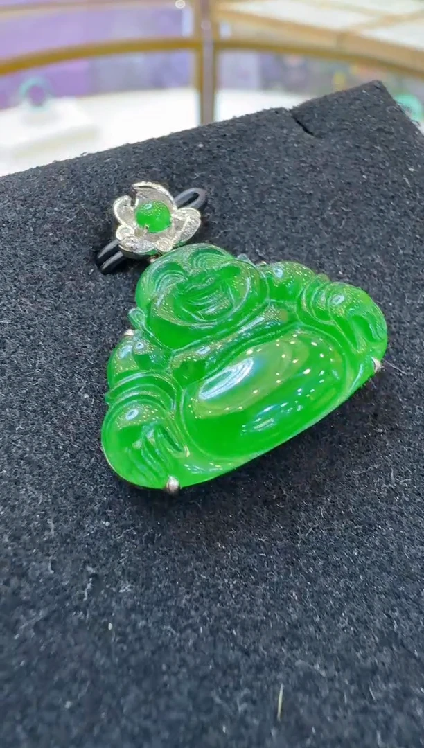 翡翠18K金镶嵌吊坠(不含链)多样性发货拍一发一