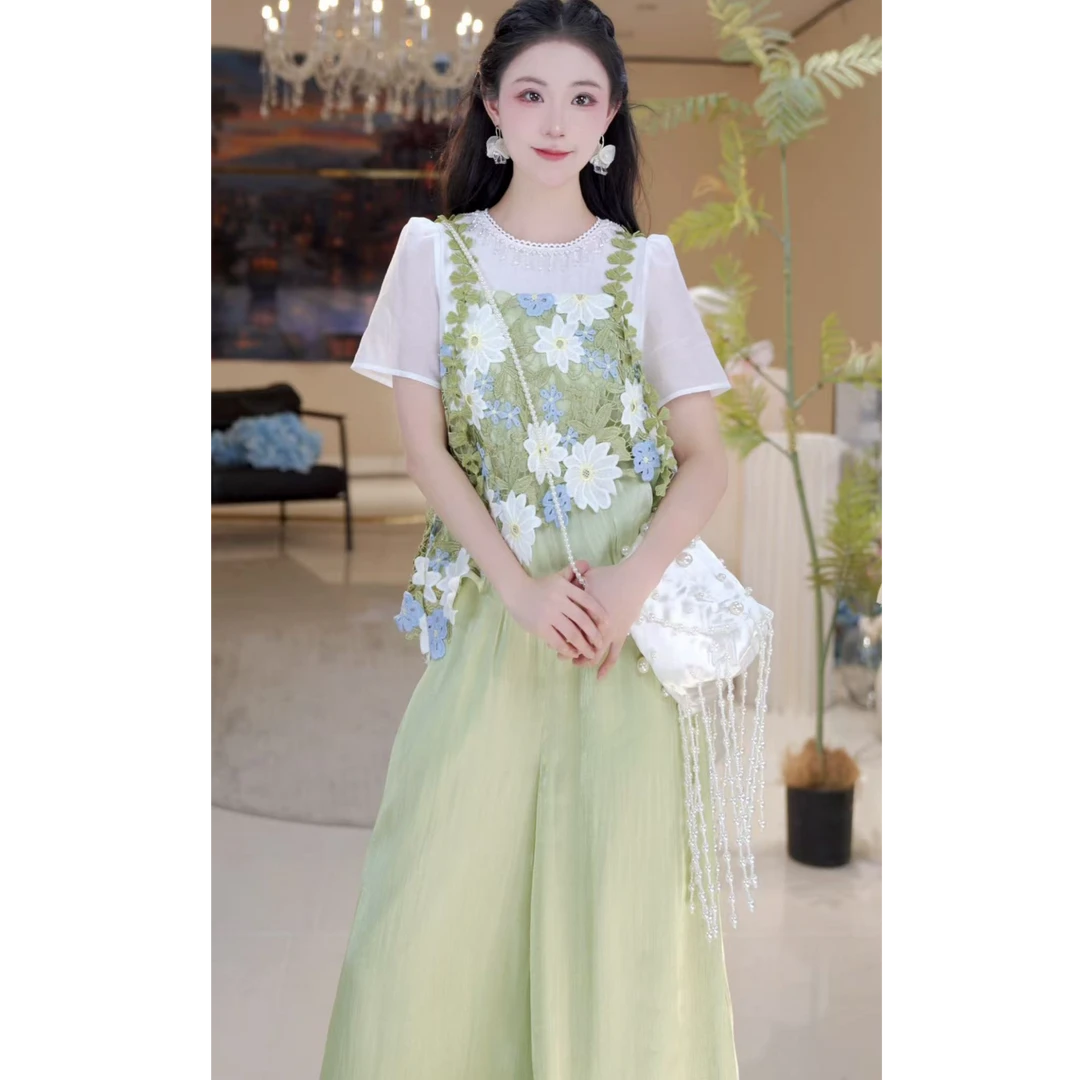 【花海】休闲花朵假两件长裤套装814665+814666