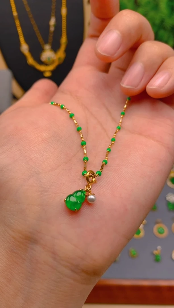 翡翠银S925镶嵌吊坠(不含链)葫芦万能扣