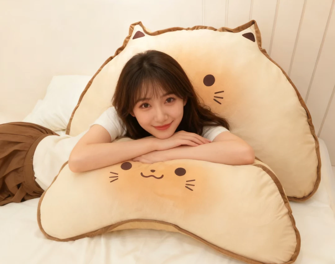 可爱猫咪饼干床头靠背抱枕靠枕