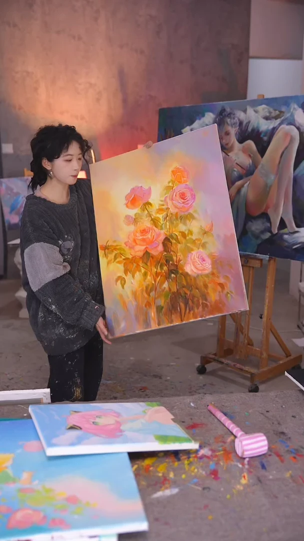 【闪购商品】油画大尺寸精品花花丙烯画