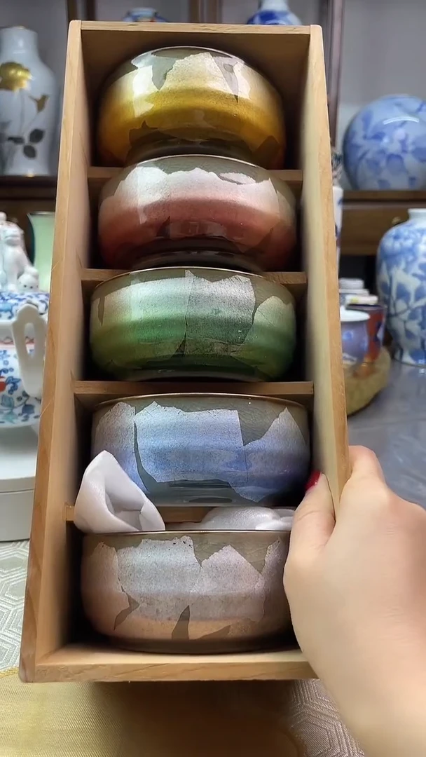 【闪购商品】盘九谷釉里银彩碗五件套