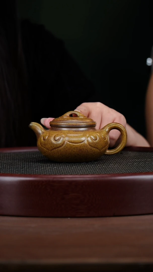 茶壶紫砂HH159冷金黄柴烧仿古如意 180cc