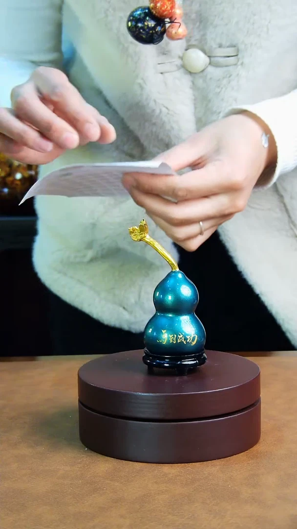 【闪购商品】334直播一物一图大漆酒葫芦送底座送挂绳