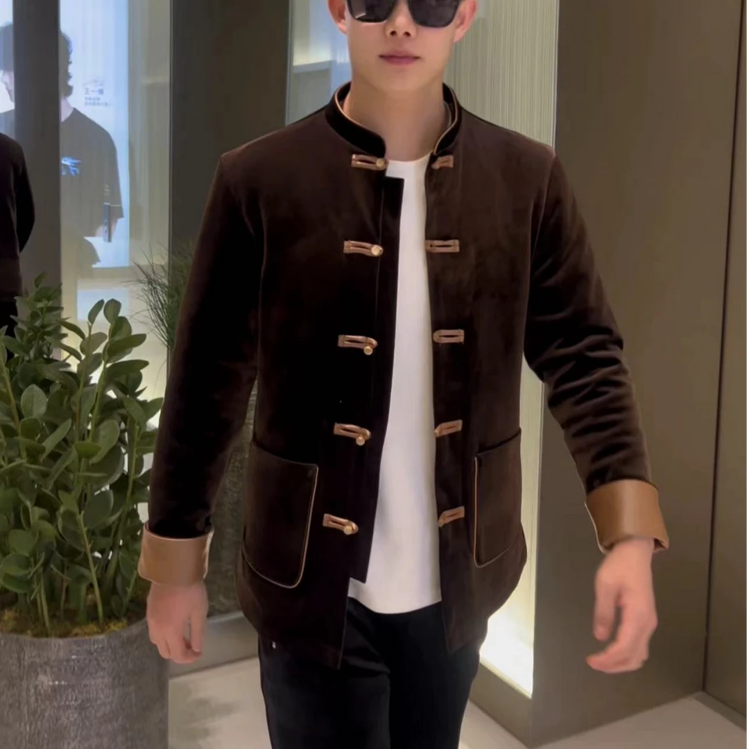 6220男士新款时尚休闲唐装薄棉外套