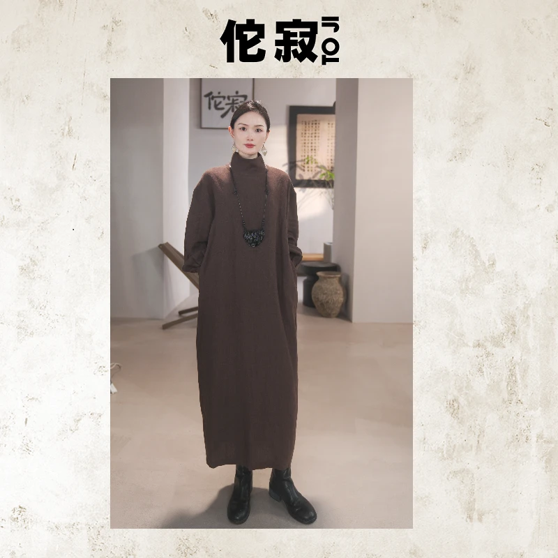 TOJI佗寂时尚百搭日常秋季砂洗汉麻连衣裙ZXO3L689
