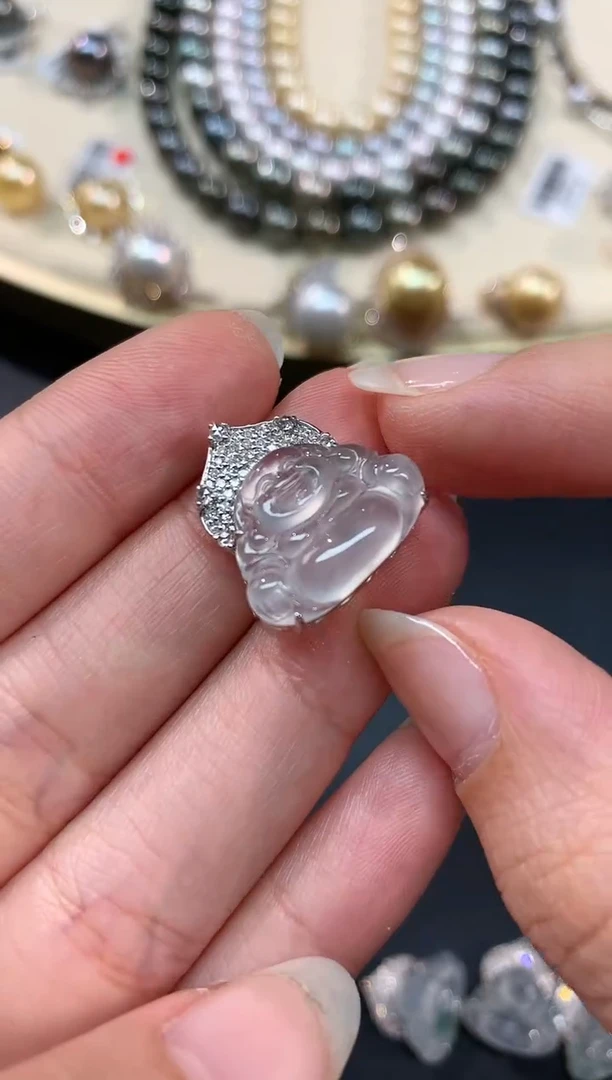 【闪购商品】翡翠吊坠(不含链)18K金镶嵌A55|3980
