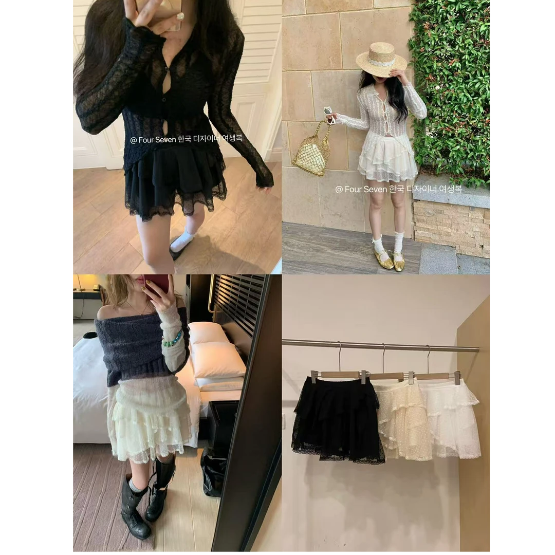 十三行白白-韩系层叠网纱半身裙#8230