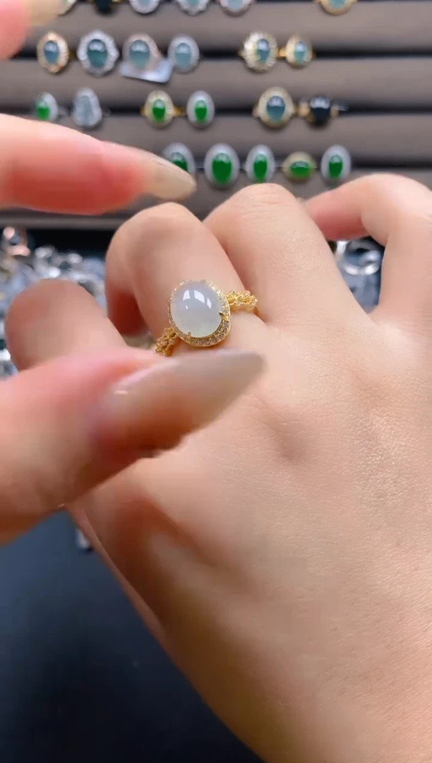 翡翠戒指银S925镶嵌1212