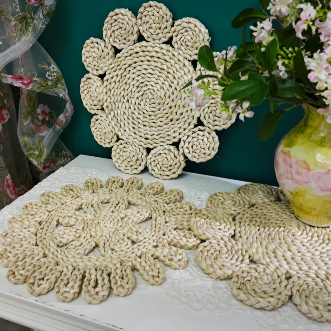 隔热防烫餐桌锅碗垫厨房耐高温手工茶几简约新中式家用编织圆形