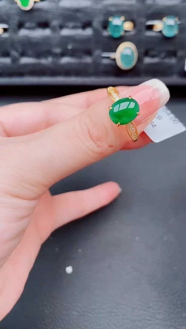 翡翠戒指银S925镶嵌天然a货翡翠286