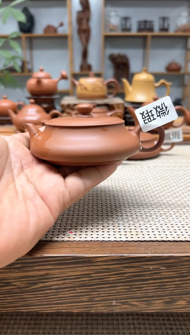 原矿朱泥全手 微瑕扁明炉 120cc