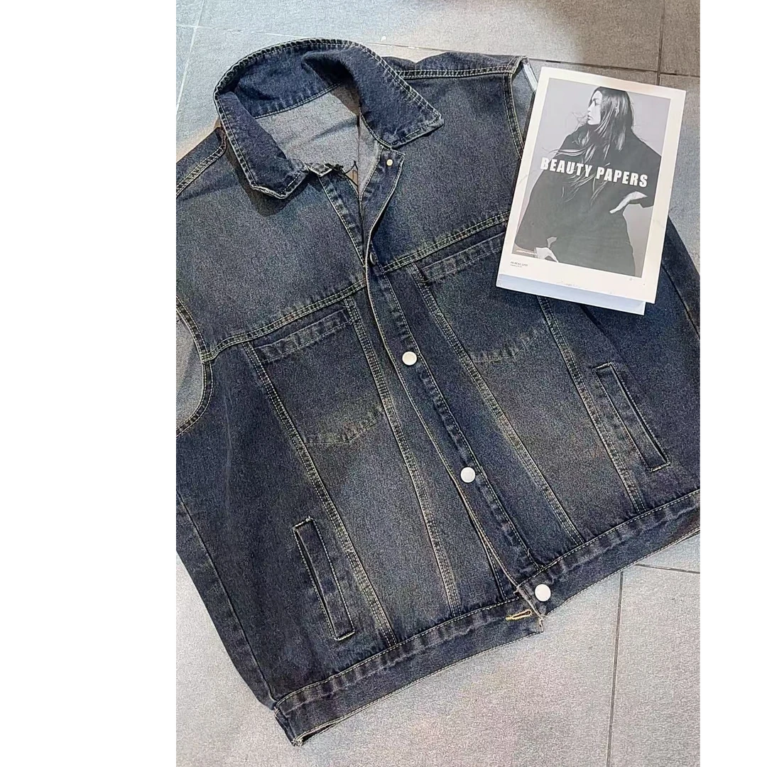 阿娟家爆款后背字母牛仔马甲