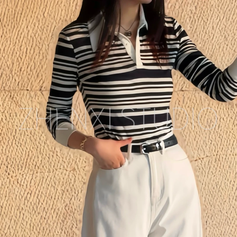 针西【小时代】高个子穿搭显瘦天丝加长百搭休闲POLO衫S70222