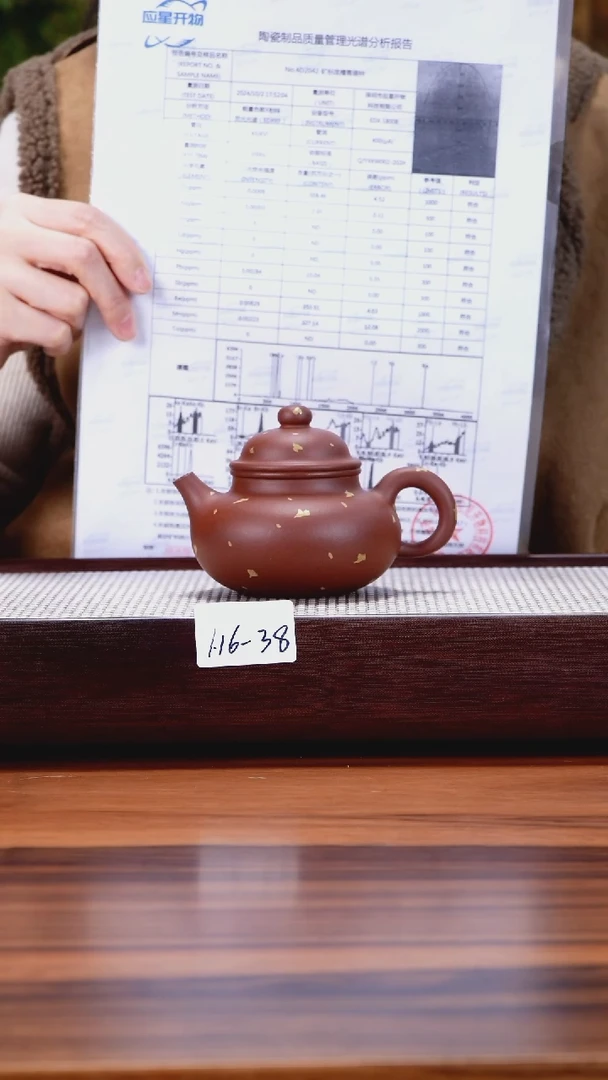 【闪购商品】紫砂茶壶1.16-38点搪底槽清洒金容天180