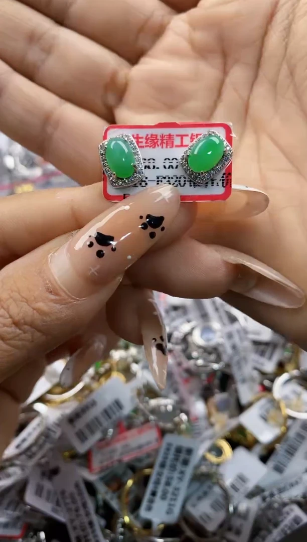 翡翠戒指银S925镶嵌333333   2