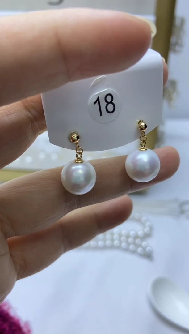 银S925镶嵌耳饰淡水珍珠18