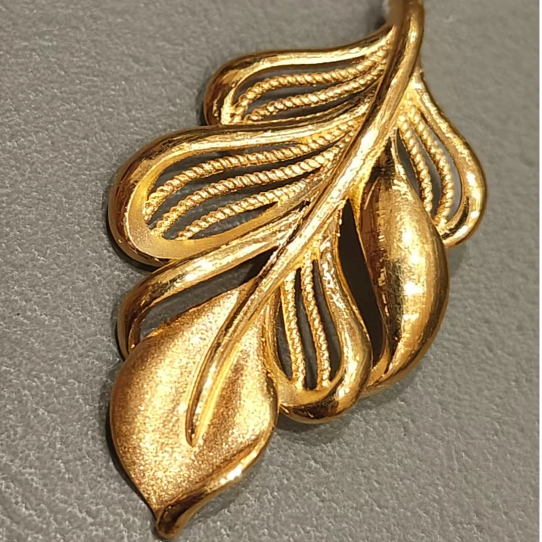 足金项坠 简约轻奢叶子