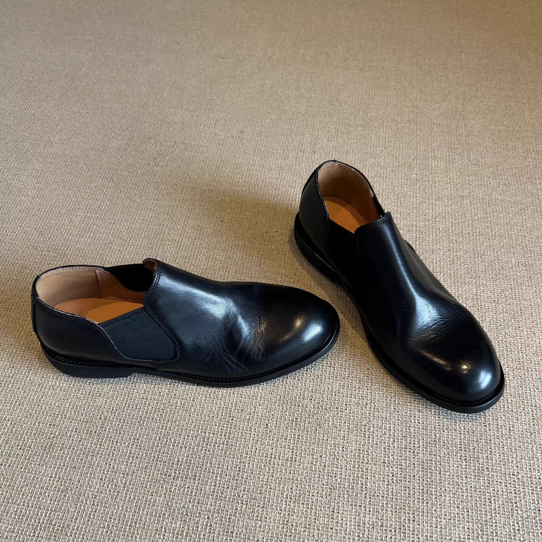 切尔西单鞋一脚蹬乐福鞋男女潮款通勤舒适百搭平底圆头复古小皮鞋