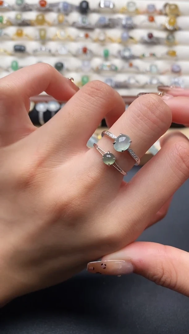 银S925镶嵌戒指翡翠111111111+6