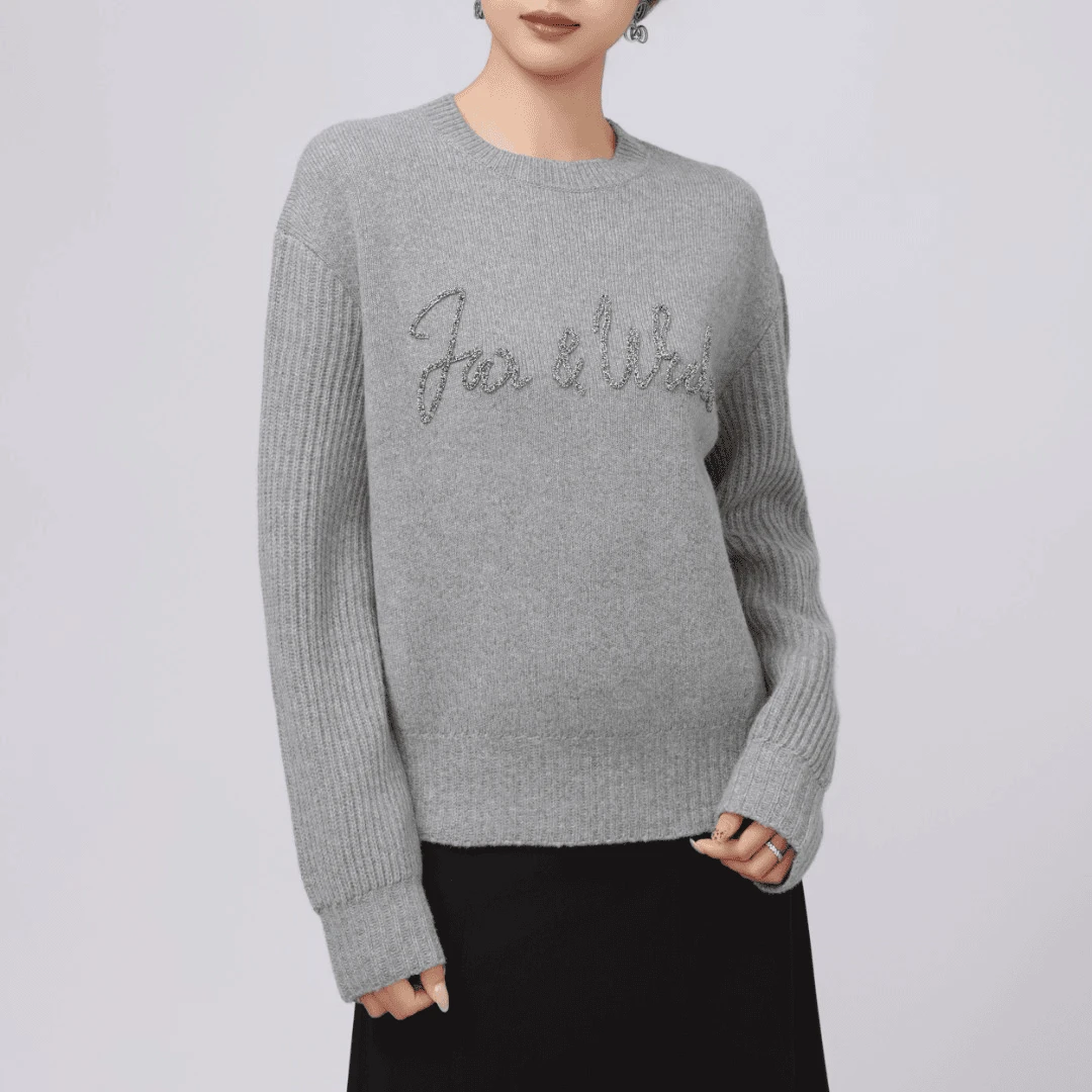 AMASS/阿玛施 新款圆领毛衣秋冬慵懒风宽松山羊绒针织上衣5399758