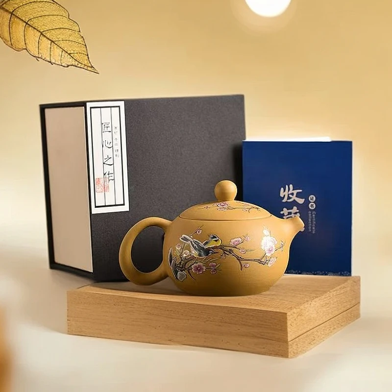 喜上眉梢黄段泥变色西施壶遇热变色凤鸣1壶4杯       aa