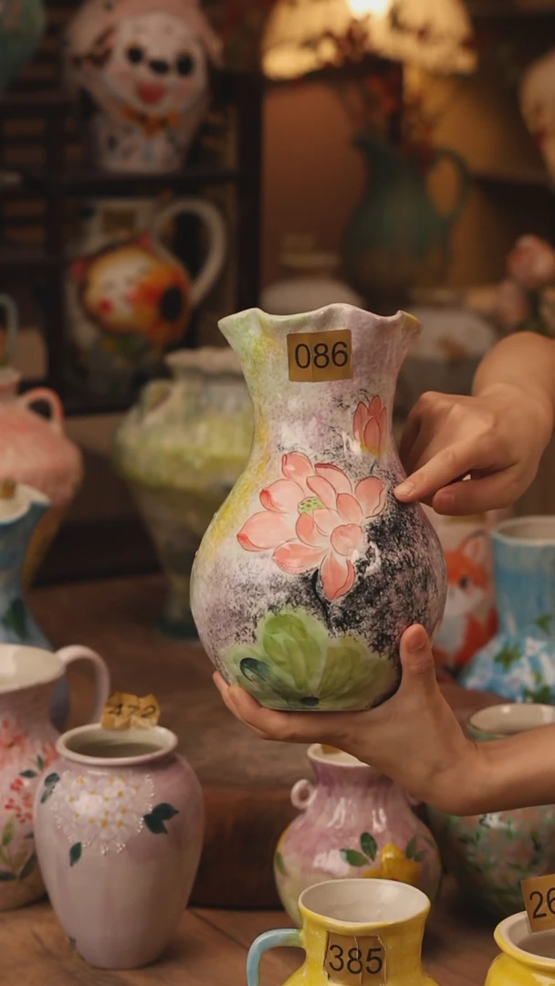 陶瓷景德镇设计师手作花器摆件侘寂风086