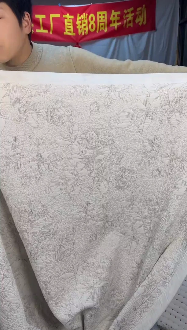 棉白盏花230*250单床盖纯棉