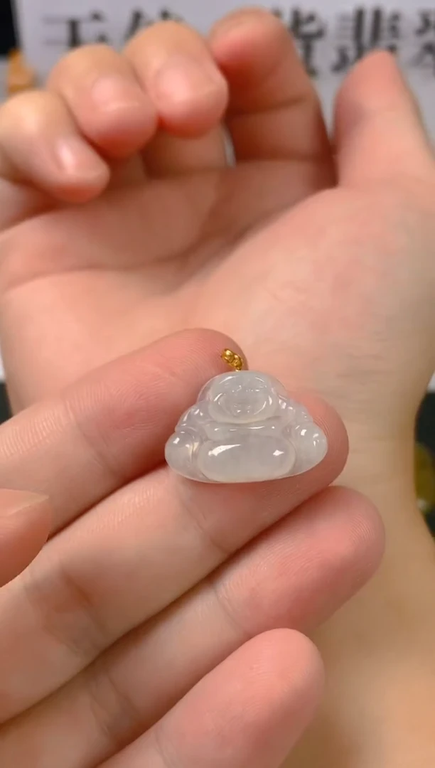 翡翠18K金镶嵌颈饰天然A货翡翠
