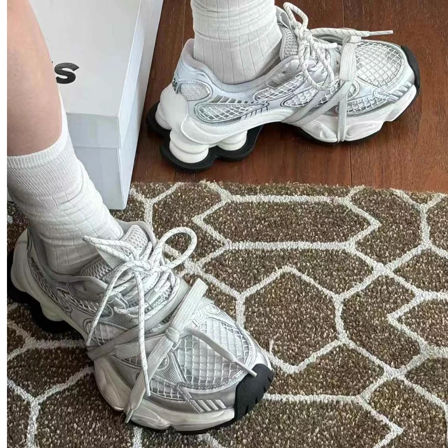 诗歌兰真皮女鞋2025春季新款时尚百搭厚底绑带老爹鞋舒适休闲鞋潮