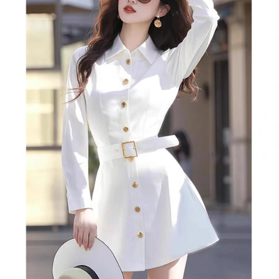 小香风气质千金感时尚衬衫连衣裙女装2025春季新款独特漂亮短裙子