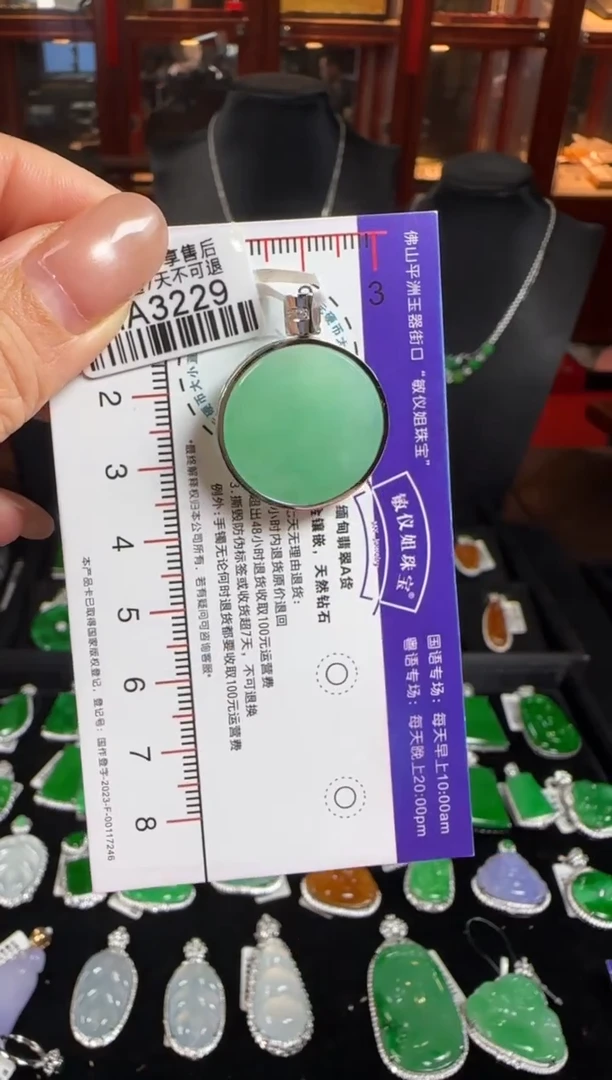 颈饰18K金镶嵌翡翠HA3229无事牌
