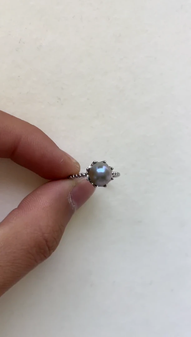 银S925镶嵌戒指海水珍珠