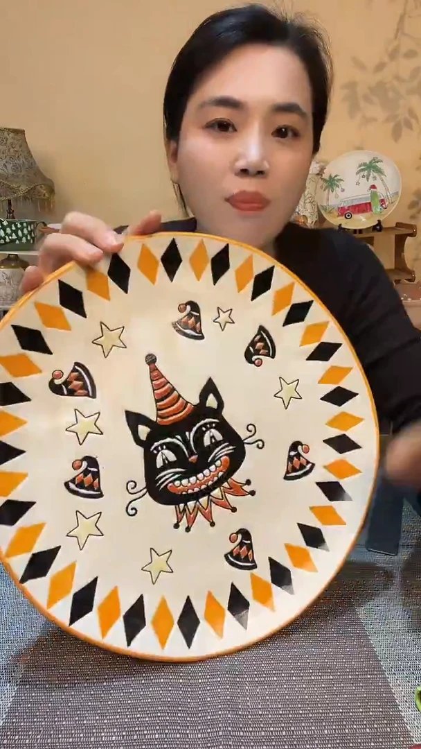 瓷片11英寸异形猫咪盘 微瑕介意勿拍