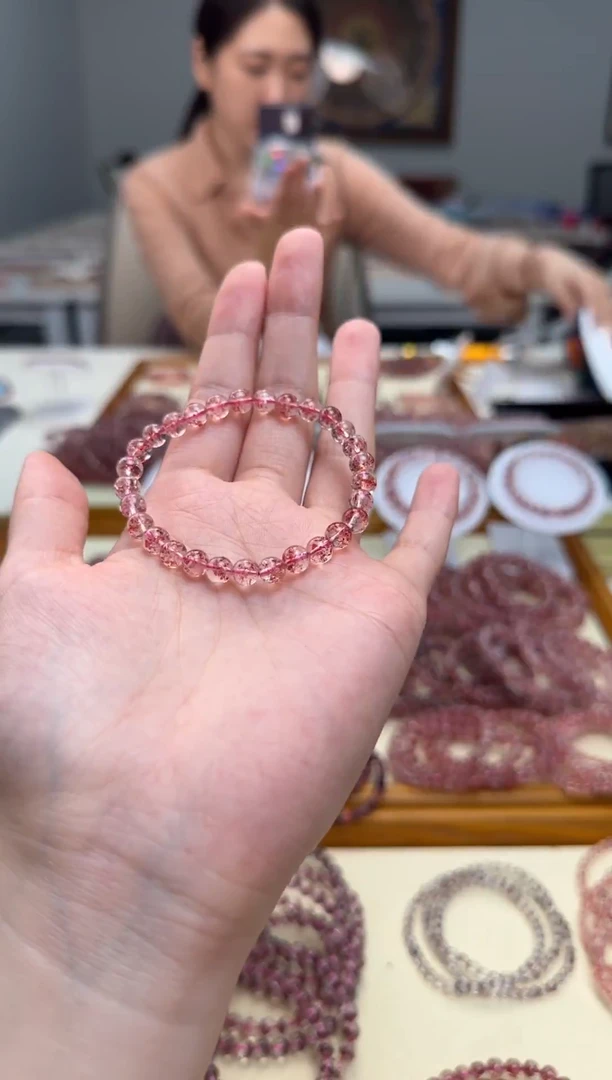 未镶嵌手串水晶透体彼岸花金草莓6mm 多样性发一