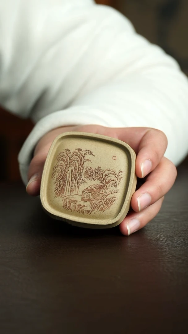 茶杯紫砂28号 山水竹节杯 宜兴紫砂原矿作品