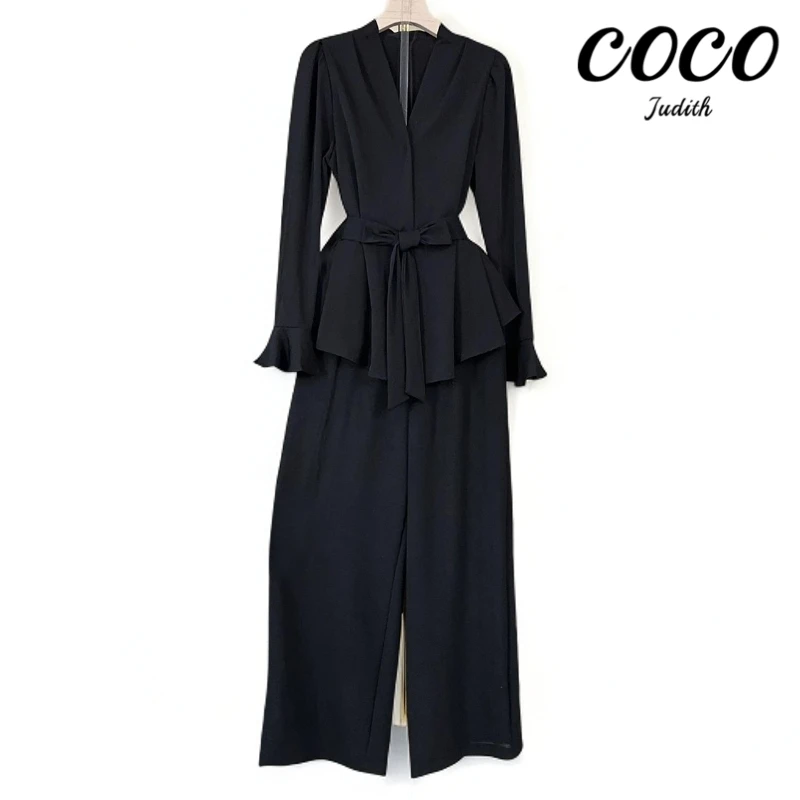 【两件套】2026秋季法式气质长袖上衣休闲裤时尚套装M698