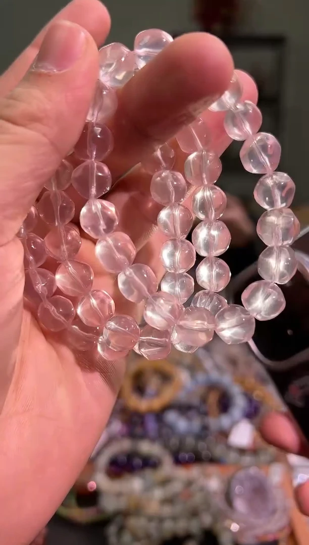 【闪购商品】芙蓉石手串未镶嵌10m+粉水晶菠萝珠手串（多样性发其一）