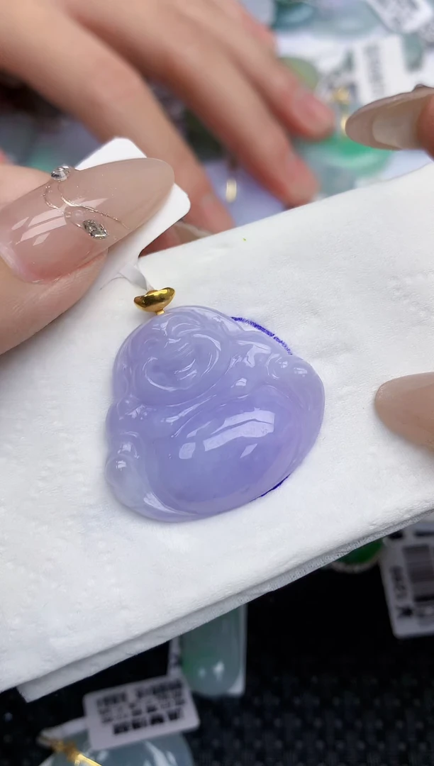 颈饰18K金镶嵌翡翠184   天然翡翠A货  百元以上9米证书费自理