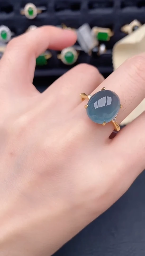 银S925镶嵌戒指翡翠天然a货翡翠243