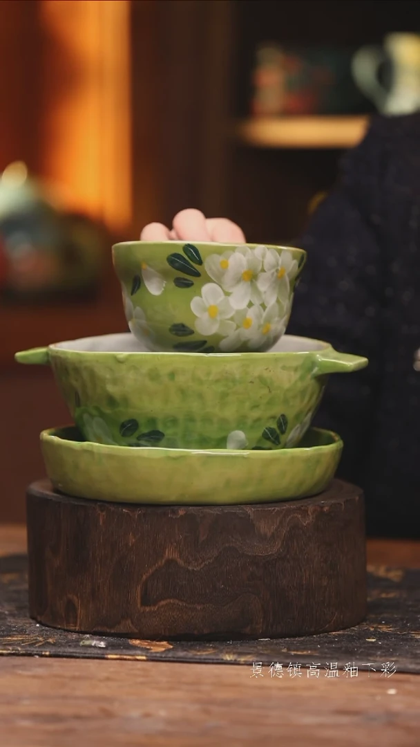 陶瓷景德镇高温釉下手绘陶瓷