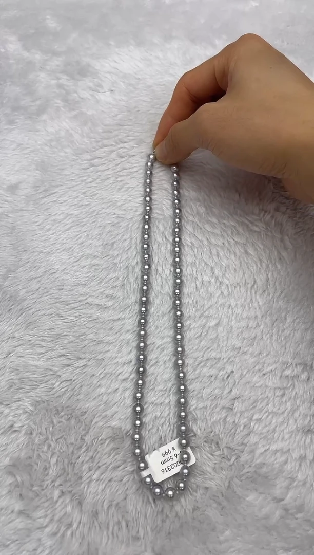 项链银S925镶嵌海水珍珠AK真多麻6-6.5mm