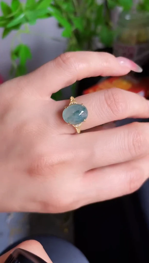 银S925镶嵌戒指翡翠天然翡翠10.11/1109